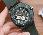 Perfect Replica Audemars Piguet Royal Oak Offshore Green Rubber Strap 43mm Watch 